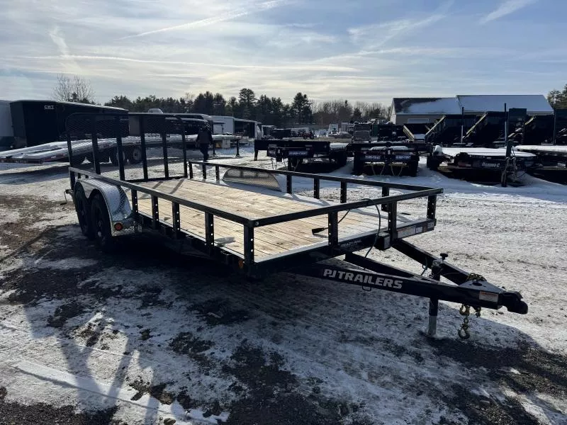 2026 PJ Trailers 7x18 Powder Coated 10K Landscape Trailer w/Dovetail & Rear Ramp