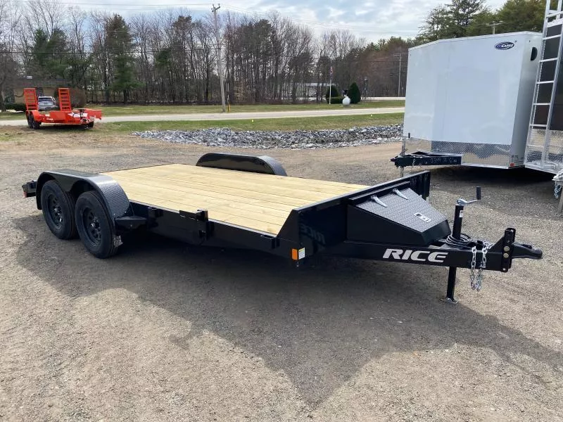 2026 Rice Trailers 7x16 Powder Coated 7k Car Hauler w/Slide-In Ramps