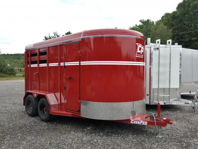 2025 CornPro 7x14 7K 2-Horse Slant/Livestock Trailer w/Extra Height, Collapsible Tack Wall