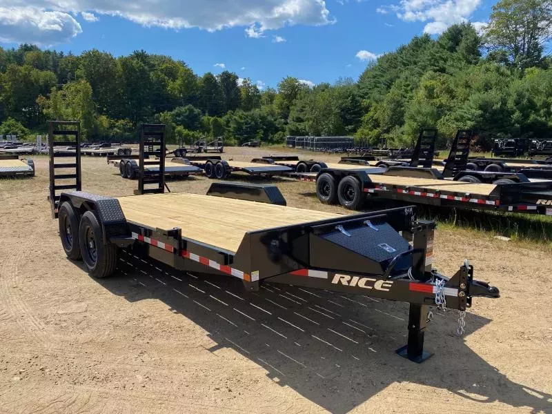 2026 Rice Trailers 7x18 LowPro Powder Coated 14K Equipment Trailer w/Ramps & Toolbox