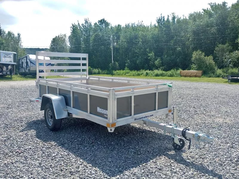 2026 Mission 5x10 Aluminum Open Utility Trailer w/Solid Sides, Integrated Rear Ramp Gate