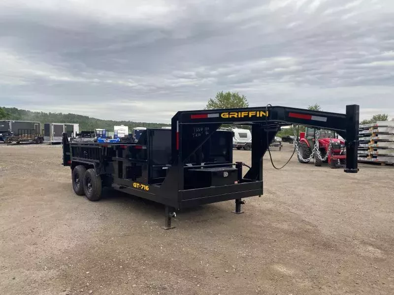 2026 Griffin Trailers 7x16 Powder Coated 14K Gooseneck Tele Dump Trailer w/Ramp Kit - SCRATCH & DENT