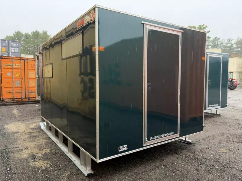 2026 SnoPro Trailers 8x12 Insulated Aluminum Ice Shack w/White Interior Ceiling & Walls, Tow Hitch & Skis 