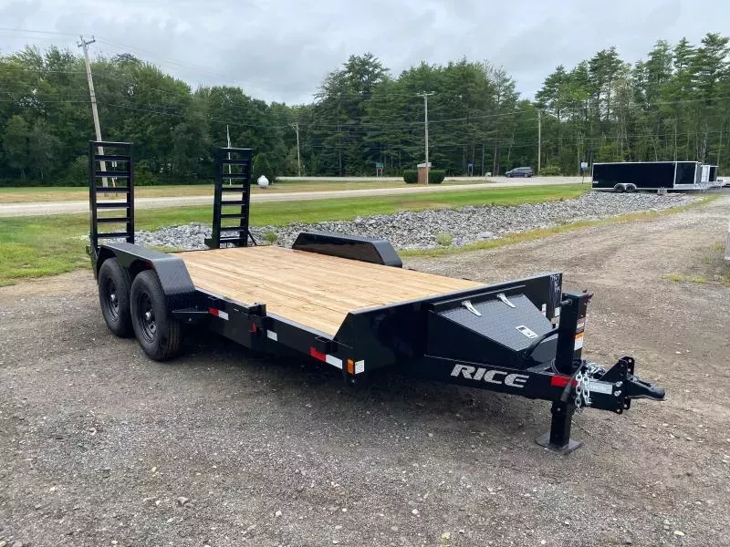 2026 Rice Trailers 7x16 Powder Coated 14K LowPro Equipment Trailer w/Ramps & Toolbox