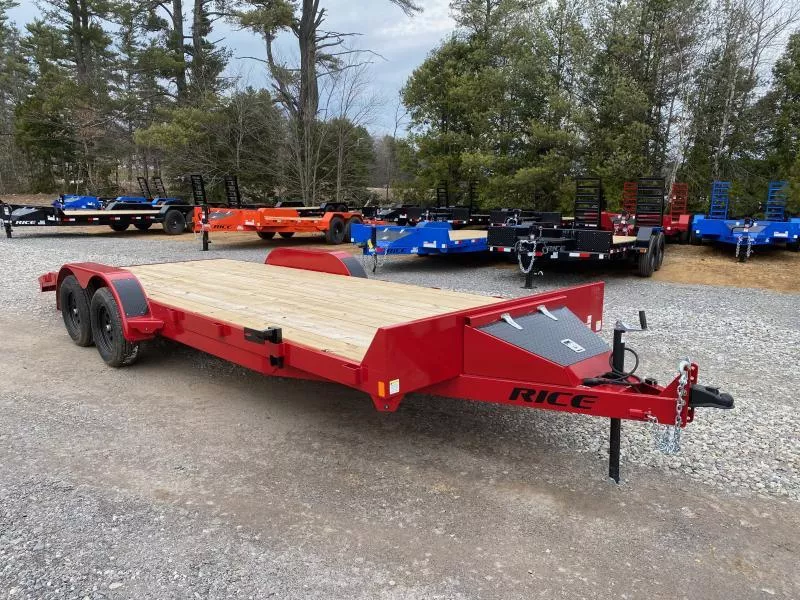 2025 Rice Trailers 7x20 Powder Coated 7k LowPro Car Hauler w/Toolbox & Slide In Ramps