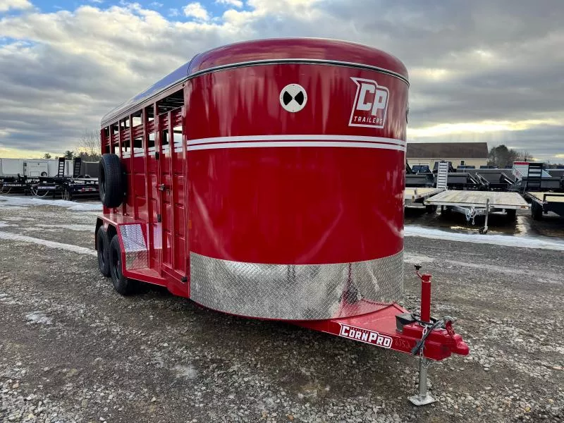 2026 CornPro 7x16 Steel 7K Livestock Trailer w/Center Divider & Combo Gate