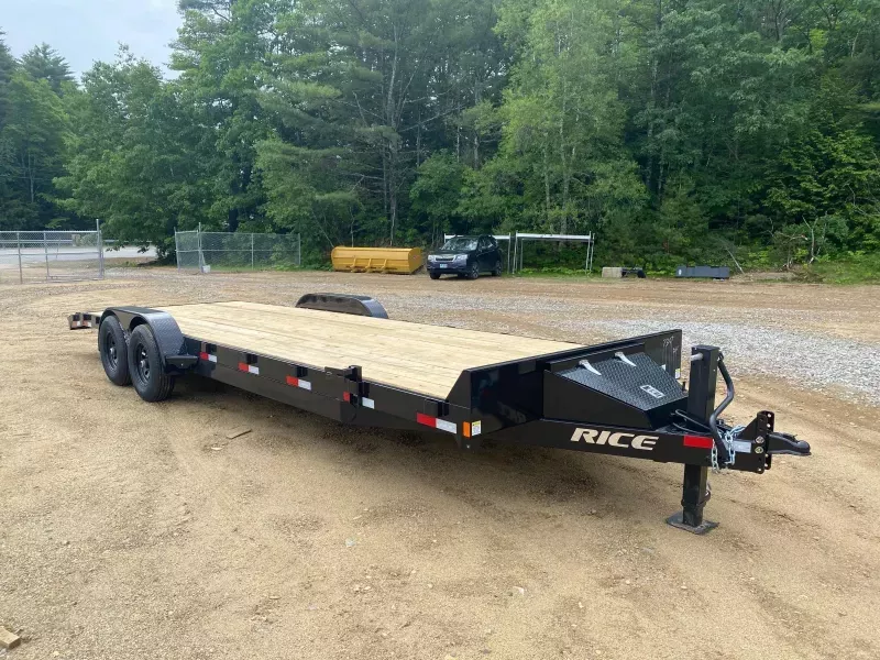 2026 Rice Trailers 7x24 Powder Coated 10k Car Hauler w/Slide-In Ramps