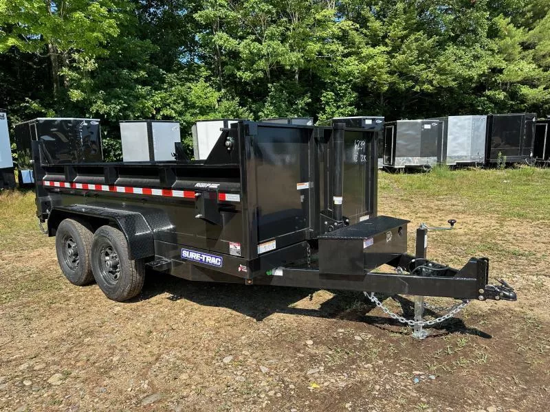 2026 Sure-Trac 7x12 Powder Coated 12K Low Profile Telescopic Dump Trailer w/Tarp Kit & Ramps