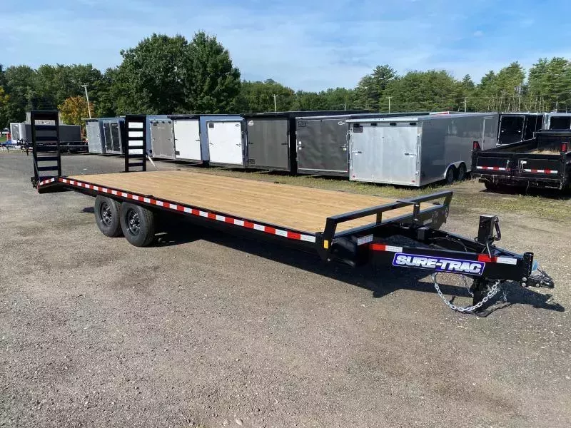 2025 Sure-Trac 8.5x20+4 Powder Coated 15K Deckover Equipment Trailer w/Self Cleaning Ramps