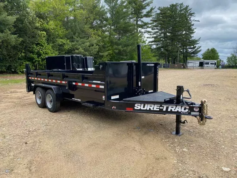 2026 Sure-Trac Pro Series HD 7x16 Telescopic 17.6K Dump Trailer w/Tarp Kit & Ramps