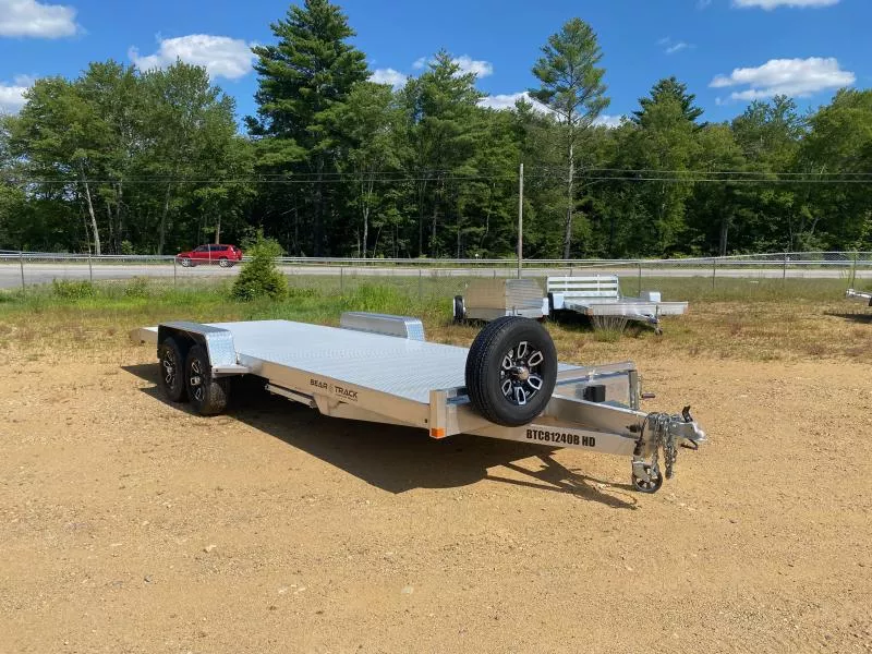 2024 Bear Track 7x20 Aluminum 10K Car Hauler w/Slide In Ramps, Matching Spare & Mount
