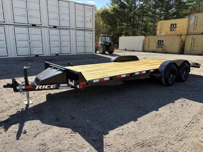 2026 Rice Trailers 7x20 10K Powder Coated Car Hauler w/Toolbox & Spare Mount
