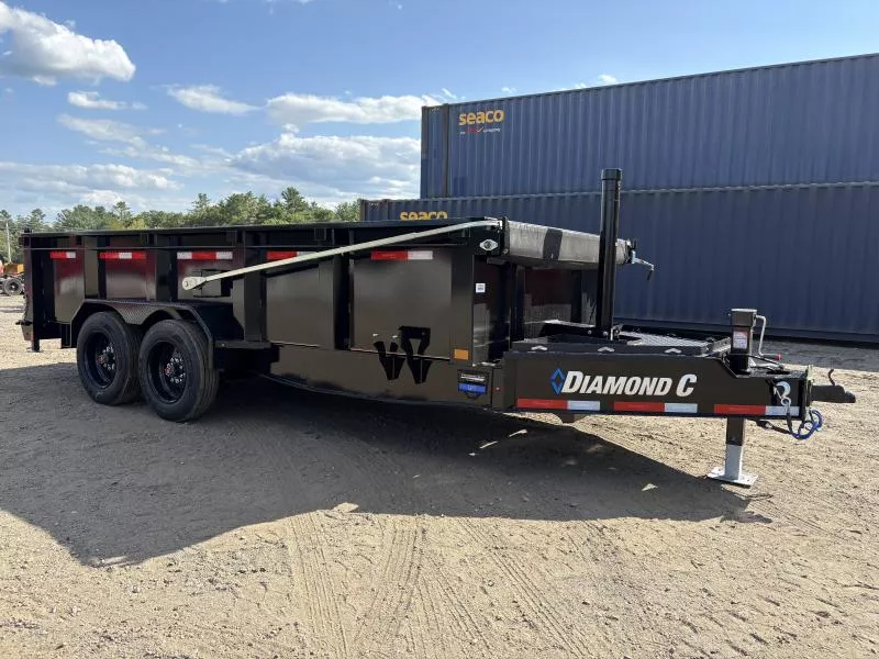 2026 Diamond C Trailers 7x16 18K Powder Coated Dump Trailer w/32” High Sides & Tarp Kit