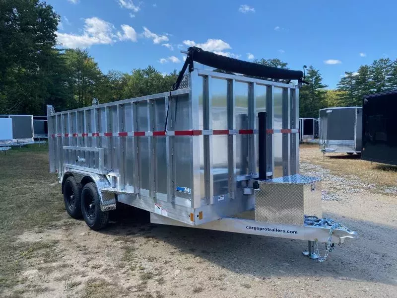 2026 CargoPro Trailers 7x16 Aluminum 12K High Side Dump Trailer w/Tarp Kit & Ramps
