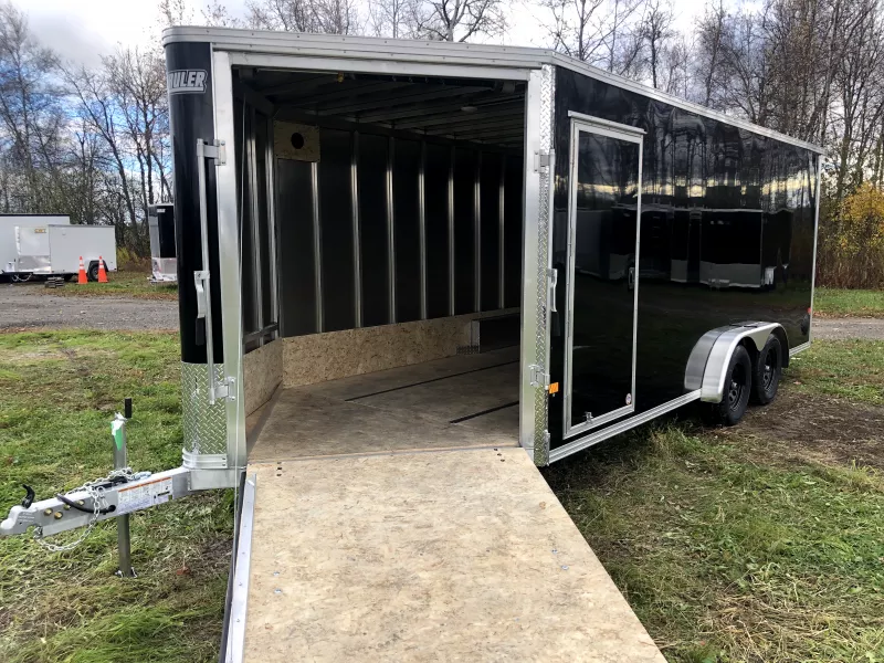 2026 E-Z Hauler 7.5x18 Aluminum 3-Place Drive In/Out Snowmobile Trailer w/Tapered Rear/Front Ramps, 2152 lbs.