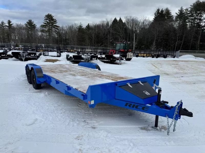 2026 Rice Trailers 7x20 Powder Coated 7k LowPro Car Hauler w/Toolbox & Slide In Ramps