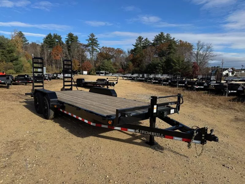 2026 Iron Bull 7x18+2 Powder Coated 14K Equipment Trailer w/Stand-Up Ramps & D-Rings
