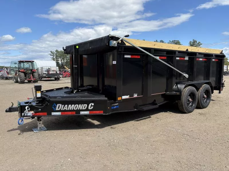 2026 Diamond C Trailers 7x16 18K Powder Coated Dump Trailer w/44” High Sides & Dump Gate