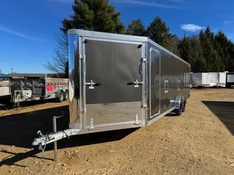 2026 Stealth Trailers 7.5x24+4.5 Aluminum 4/5-Place Enclosed Snowmobile Trailer w/Fuel Doors & Tapered Ramps