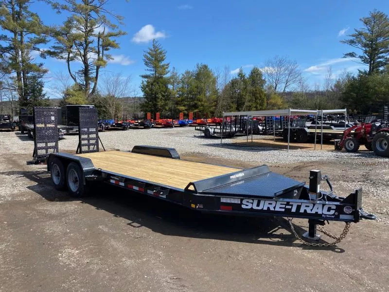 2026 Sure-Trac 7x20 Powder Coated 22K Pro-Series Equipment Trailer w/Stand-Up Ramps & Toolbox