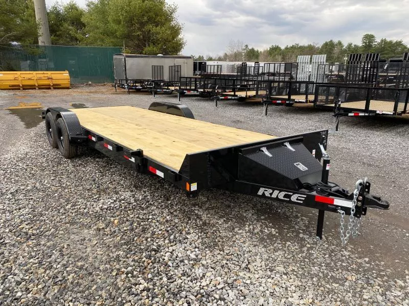 2026 Rice Trailers 7x22 Powder Coated 10k Car Hauler w/Slide-In Ramps
