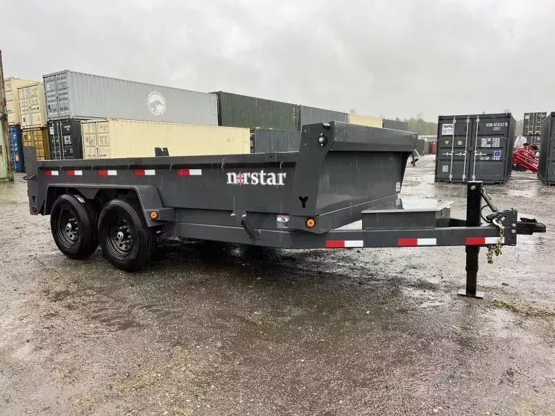 2026 Norstar 7x14 Powder Coated 14K Dump Trailer w/Tarp Kit, Scissor Hoist & Ramps