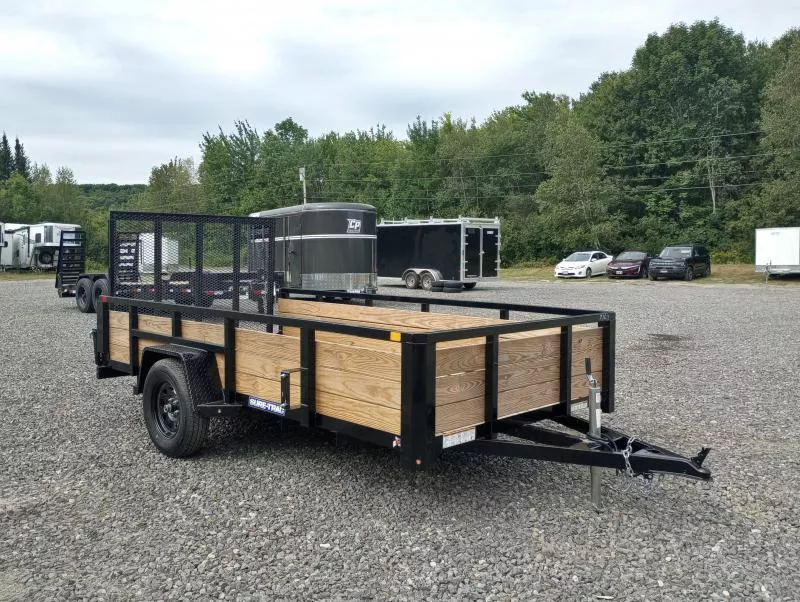 2025 Sure-Trac 6x12 Powder Coated Utility w/High Sides, Ramp Gate, Spare Tire Mount