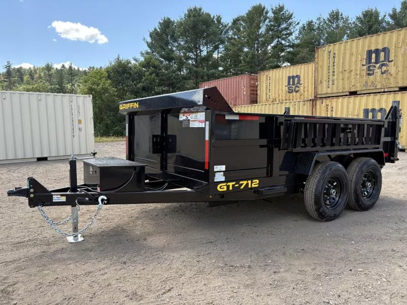2026 Griffin Trailers 7x12 12K Powder Coated Hydraulic Dump Trailer w/Ramps