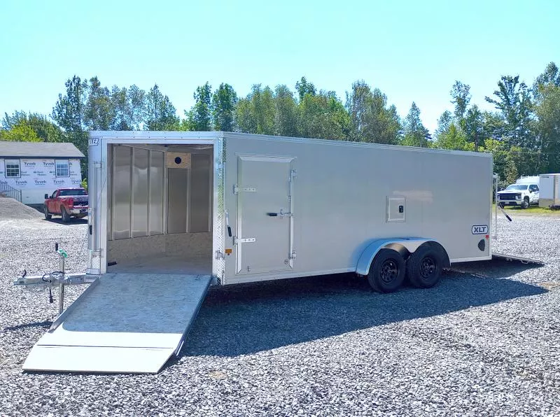 2026 E-Z Hauler XLT 7x18 Aluminum 3-Place Drive In/Out Snowmobile Trailer w/Fuel Door, Spring Assist Ramps