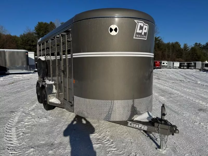2026 CornPro 7x16 Steel 7K Livestock Trailer w/Extra Height, Center Divider & Combo Gate