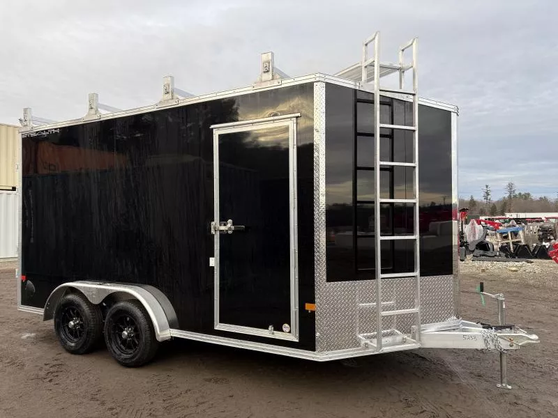 2026 Stealth Trailers 7.5x14 Aluminum Enclosed Cargo w/Contractor Package, Extra Height, Black Aluminum Wheels & PolyCOR Exterior 