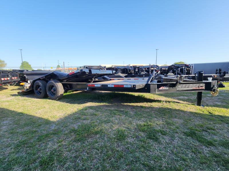 2025 Horizon Trailers 22'x102" Drive Over Fenders Tilt Gravity With 21k Gvwr With 10k Axles Super Single Wheel Stationary Deck Tool Box in Deck Pipe Top Front Shield HETBP-22' 10K Equipment Trailer