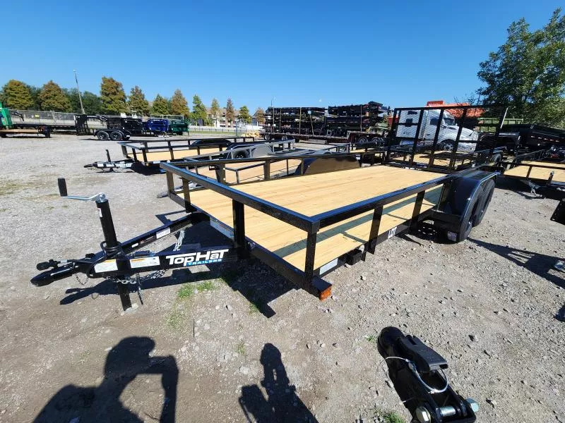 2026 Top Hat Trailers 77"x16' Square Tube Rails & Gate Springs and Hinges Utility Trailer
