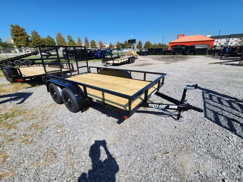 2025 Top Hat Trailers 77"x12' Rear Gate Square Tube Springs Double Axles Utility Trailer