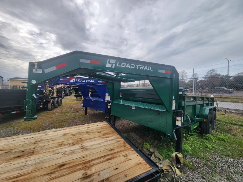 2024 Load Trail 7x14 Gooseneck Dump Trailer Green Max Step Slide in Ramps Spreader Gate