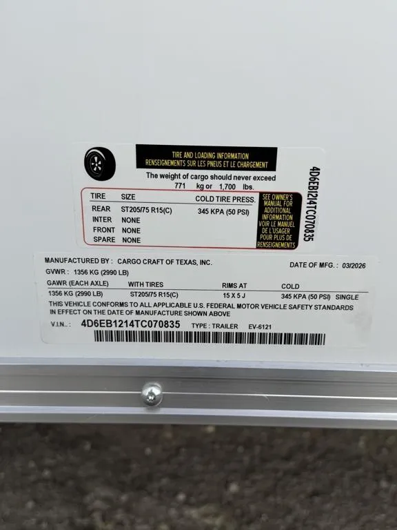 new Cargo (Enclosed) Trailers Cargo Craft  for sale, in Waxahachie, TX Thumbnail 10