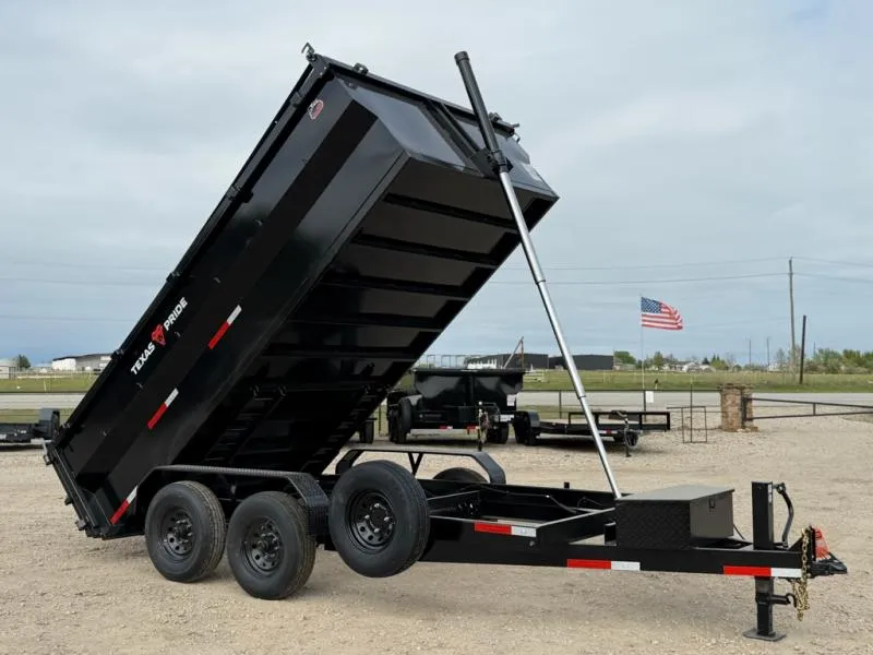 2026 Texas Pride 7x14x3 Bumper Pull Dump Trailer 14K GVWR, Telescopic (DT714314KBP)