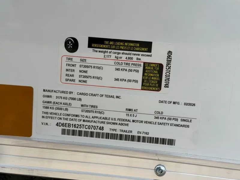 new Cargo (Enclosed) Trailers Cargo Craft  for sale, in Waxahachie, TX Thumbnail 7