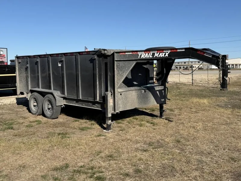 2025 Trail Maxx 7x16X4 Tandem Axle Gooseneck Dump Trailer Scissor Lift 14K GVWR (DTG27-164)