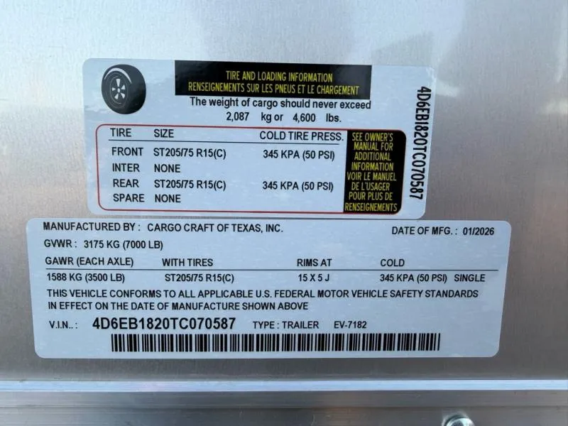 new Cargo (Enclosed) Trailers Cargo Craft  for sale, in Waxahachie, TX Thumbnail 8