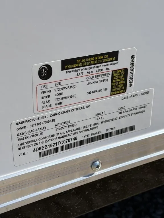 new Cargo (Enclosed) Trailers Cargo Craft  for sale, in Waxahachie, TX Thumbnail 7