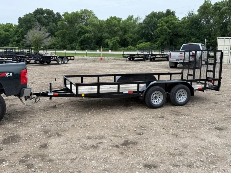 2026 C&M Trailers 16' Tandem Axle Utility Trailer with 4ft Gate and Electric Brakes (76x16) *Used*
