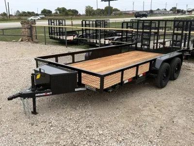2027 Trailer Market 82"X16' Tandem Axle Utility Trailer W/ Gate, Brakes, 1' Expanded Metal Sides