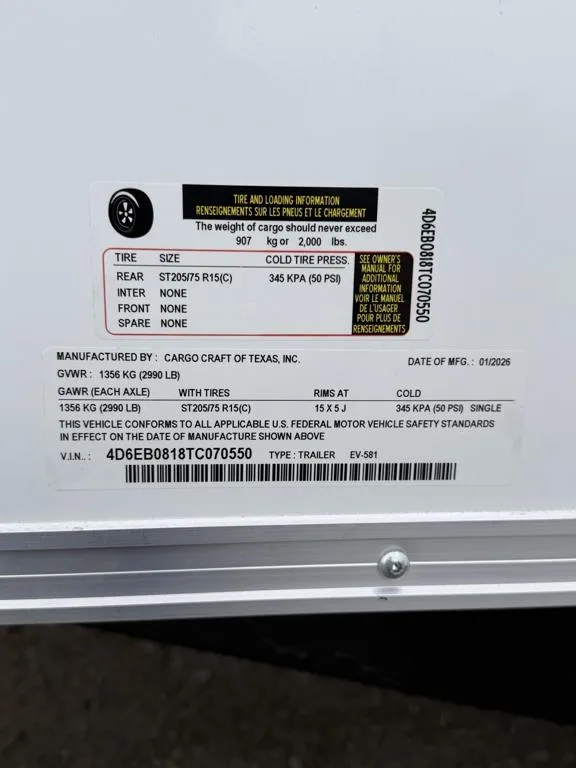 new Cargo (Enclosed) Trailers Cargo Craft  for sale, in Waxahachie, TX Thumbnail 5