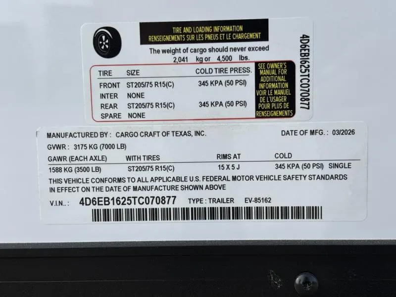 new Cargo (Enclosed) Trailers Cargo Craft  for sale, in Waxahachie, TX Thumbnail 20