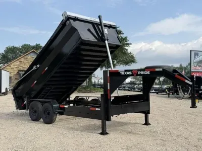 2026 Texas Pride 7x16x3 Telescopic Gooseneck Dump Trailer (DT716316KGN) 16k GVWR *LOADED*