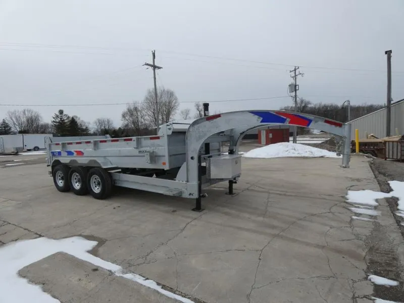 Galvanized 7' x 16' Gooseneck Dump Trailer with 24K Telescopic Lift - 8K Axles Upgrade - Corrosio