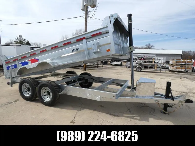 Galvanized 7 x 14' Galvanized Dump Trailer with Telescopic Lift - Corrosion Resistant - Flexible 