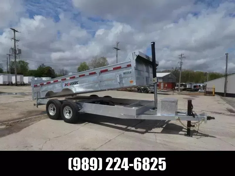 Galvanized 7' x 16' Dump Trailer For Sale - 24K Telescopic Lift - Corrosion Resistant - Flexible 