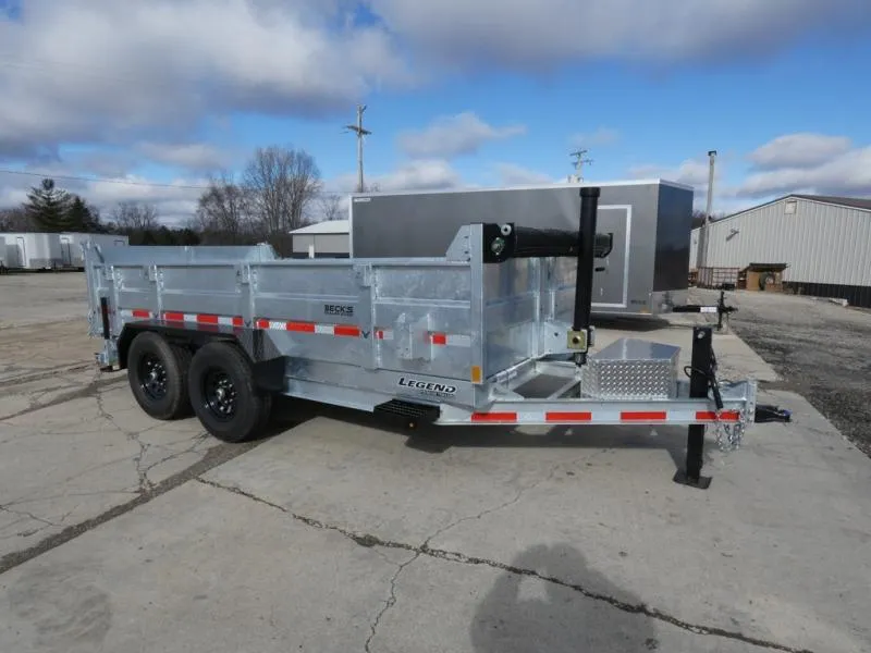 Legend Trailers 7' x 14' Galvanized Dump Trailer with Telescopic Lift - Corrosion Resistant - Fle